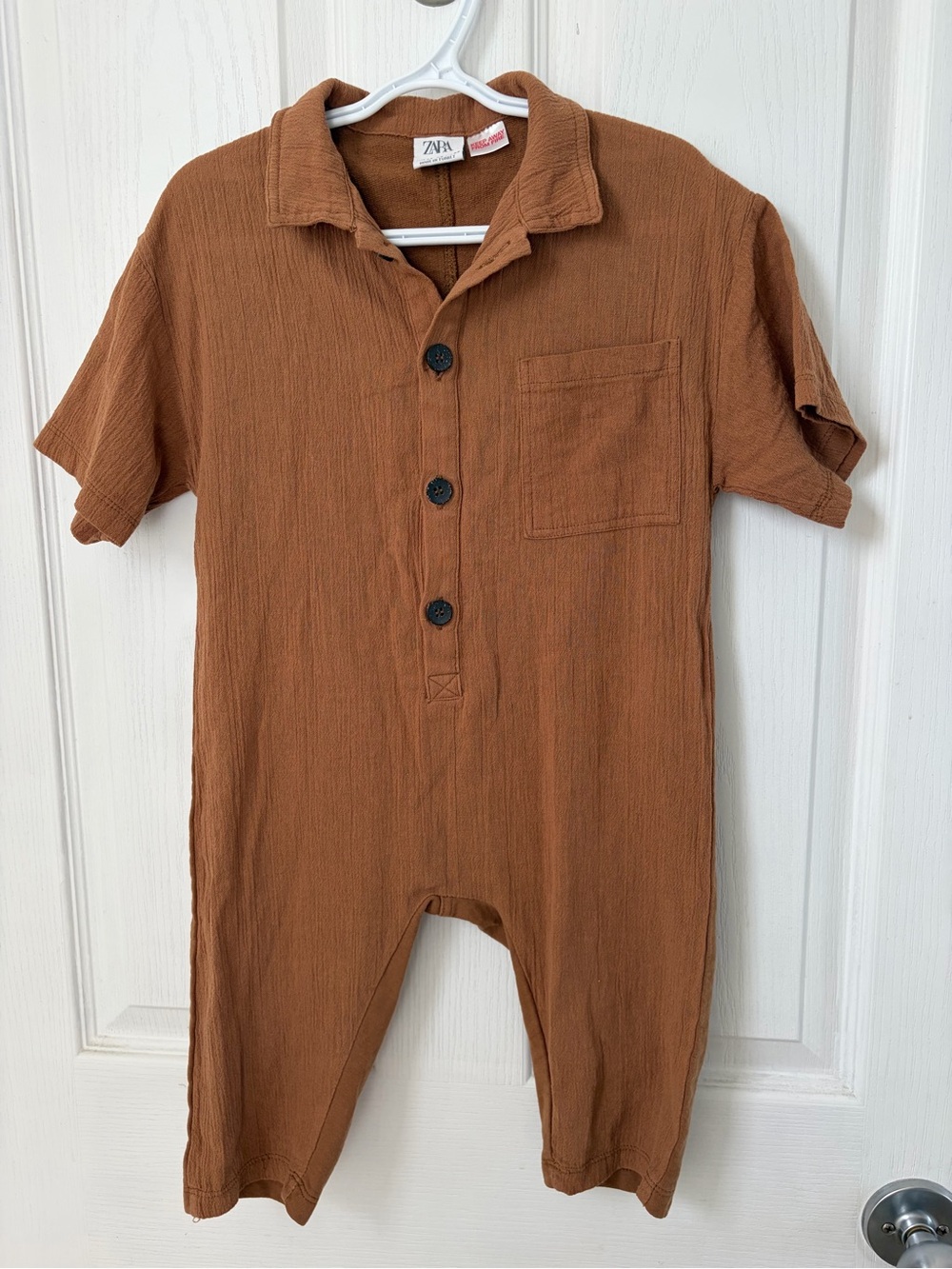 ZARA Kids Rust Brown Short-Sleeve One-Piece Romper